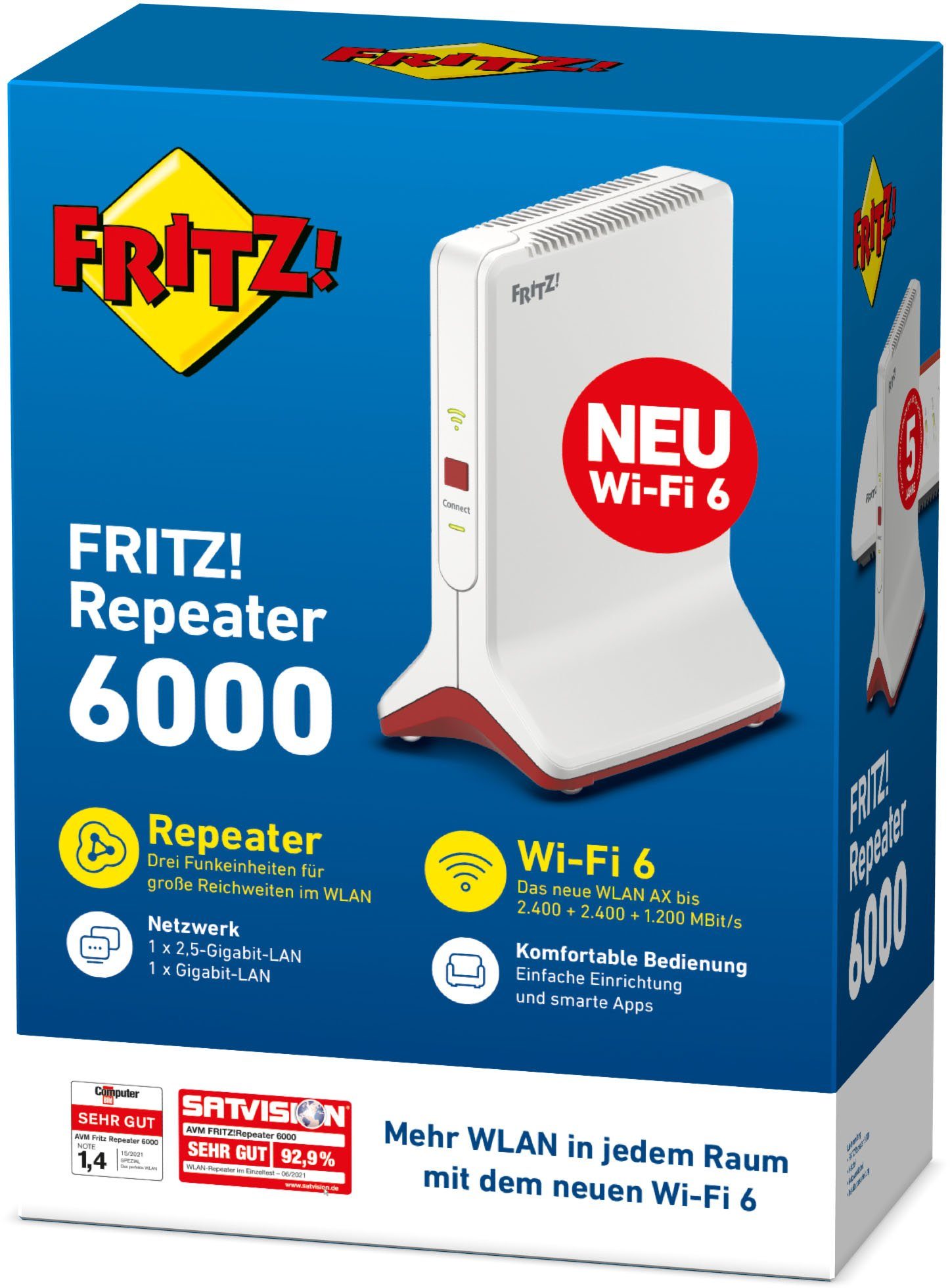 AVM FRITZ!Repeater 6000 WLAN-Repeater, mit Wi-Fi 6 (WLAN AX)