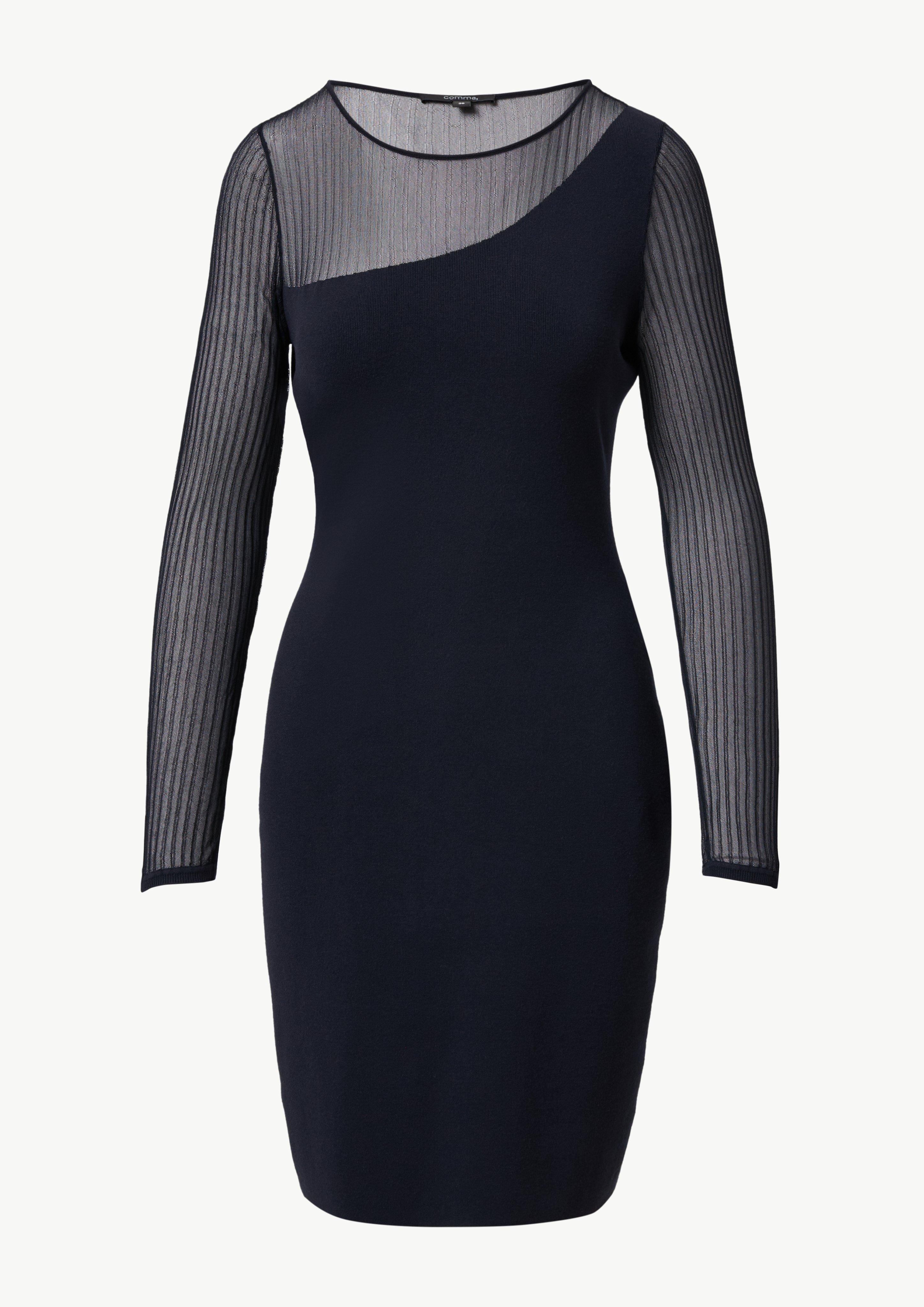 Slim Fit Kleid mit Transparenz-Effekt - navy