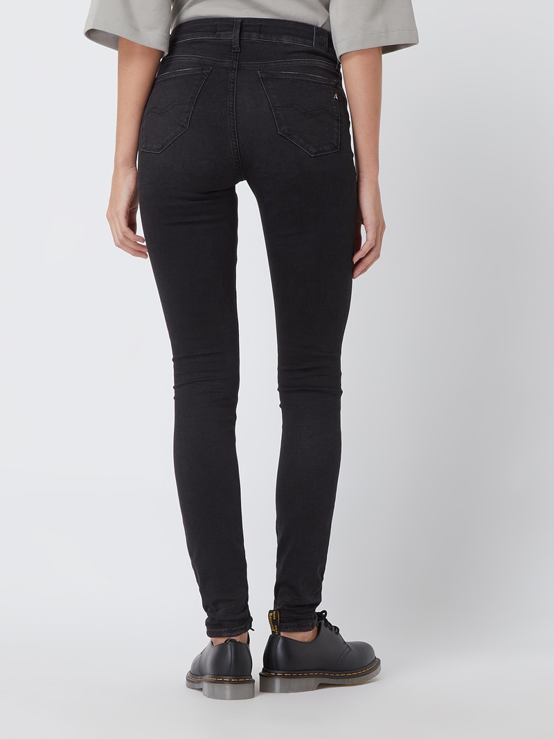 Skinny Fit Jeans mit Stretch-Anteil Modell 'Luzien' HYPERFLEX in schwarz