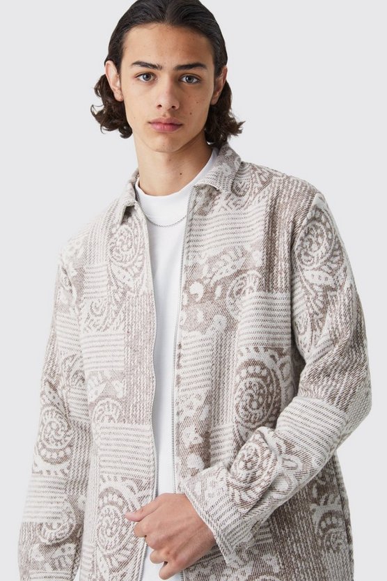 Patchwork Bandana Overshirt mit Reißverschluss
