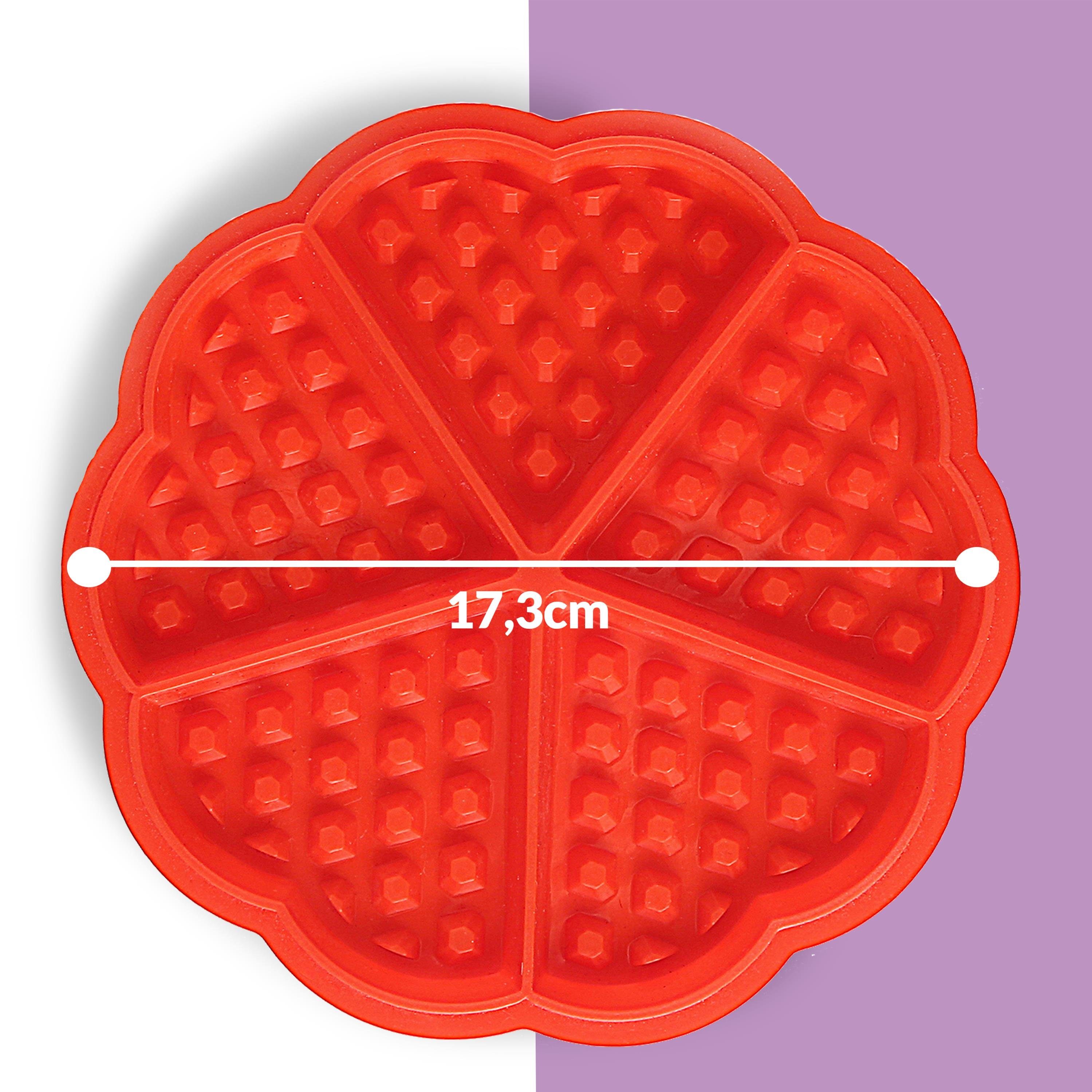 Praknu Silikonform Waffelform Set Silikon, (Set 2-tlg), Für Backofen und Mikrowelle - Lebensmittelecht - Herz und Eckig Waffeln Backform