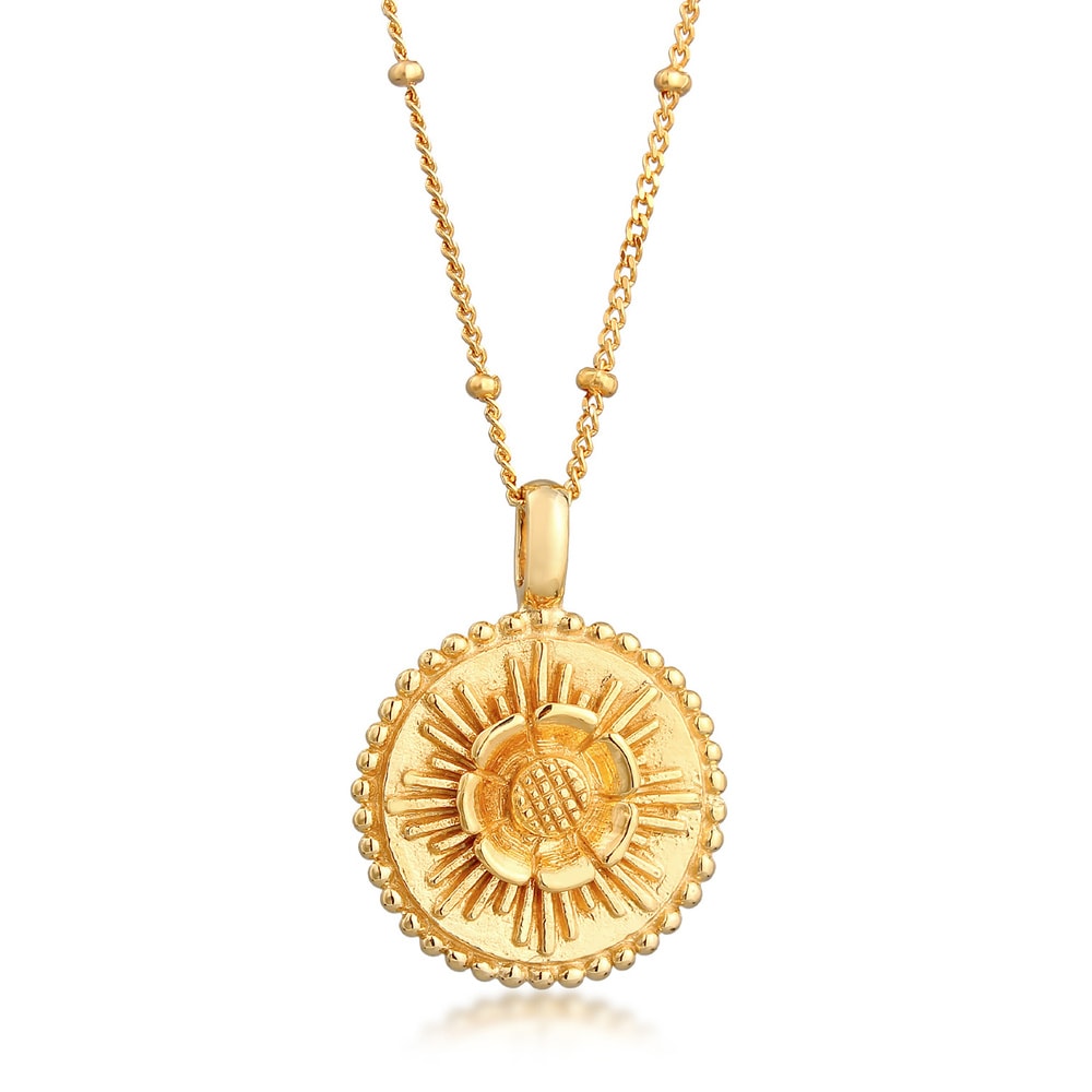 Elli Elli Collier Pendentif femme fleur de lotus en argent 925 sterling plaqué or Bijoux