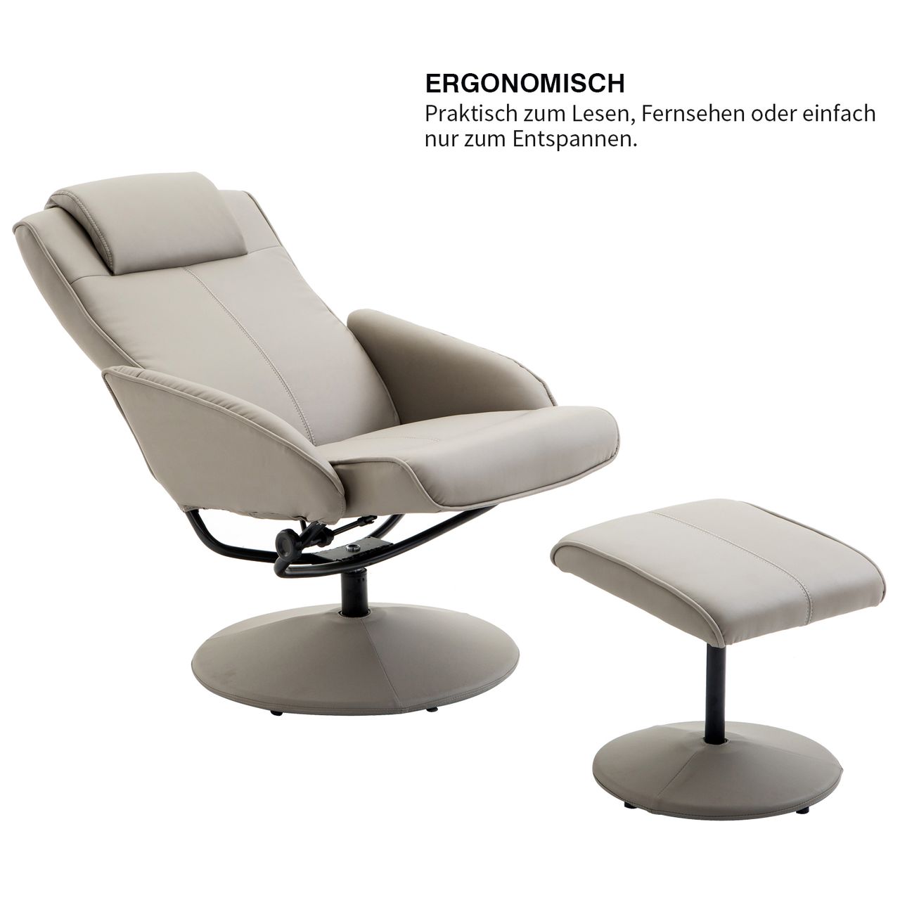 HOMCOM Relaxsessel Sessel Fernsehsessel Armsessel 360° drehbar mit Fußstütze