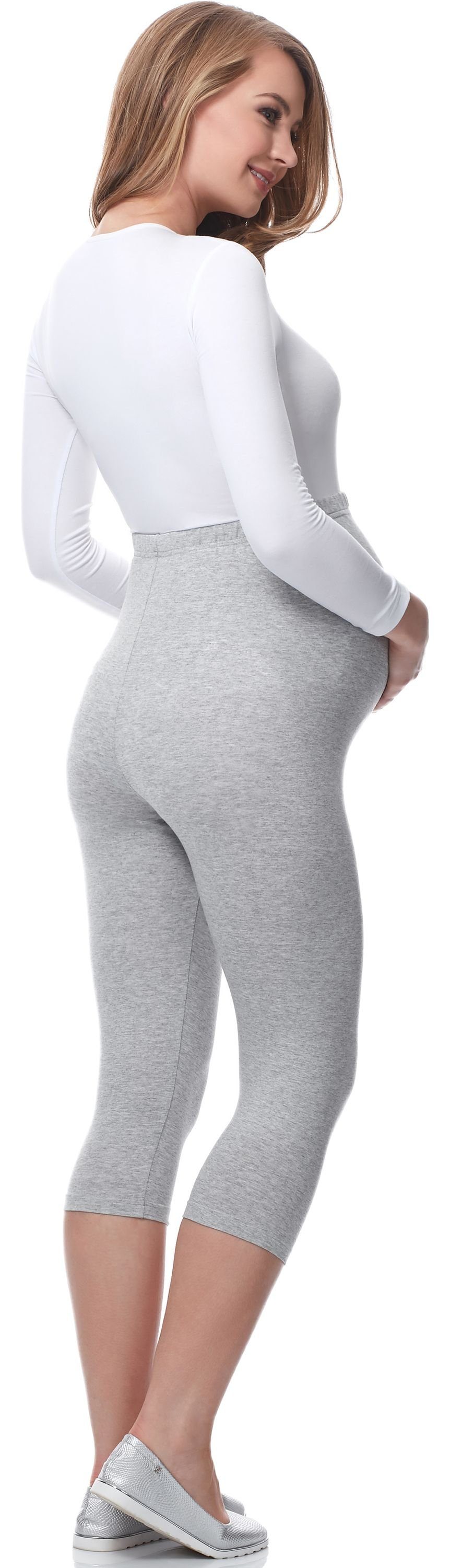 Be Mammy Umstandsleggings 3/4 Umstandsleggings aus Viskose BE-03 2er Pack (2-tlg) elastischer Bund