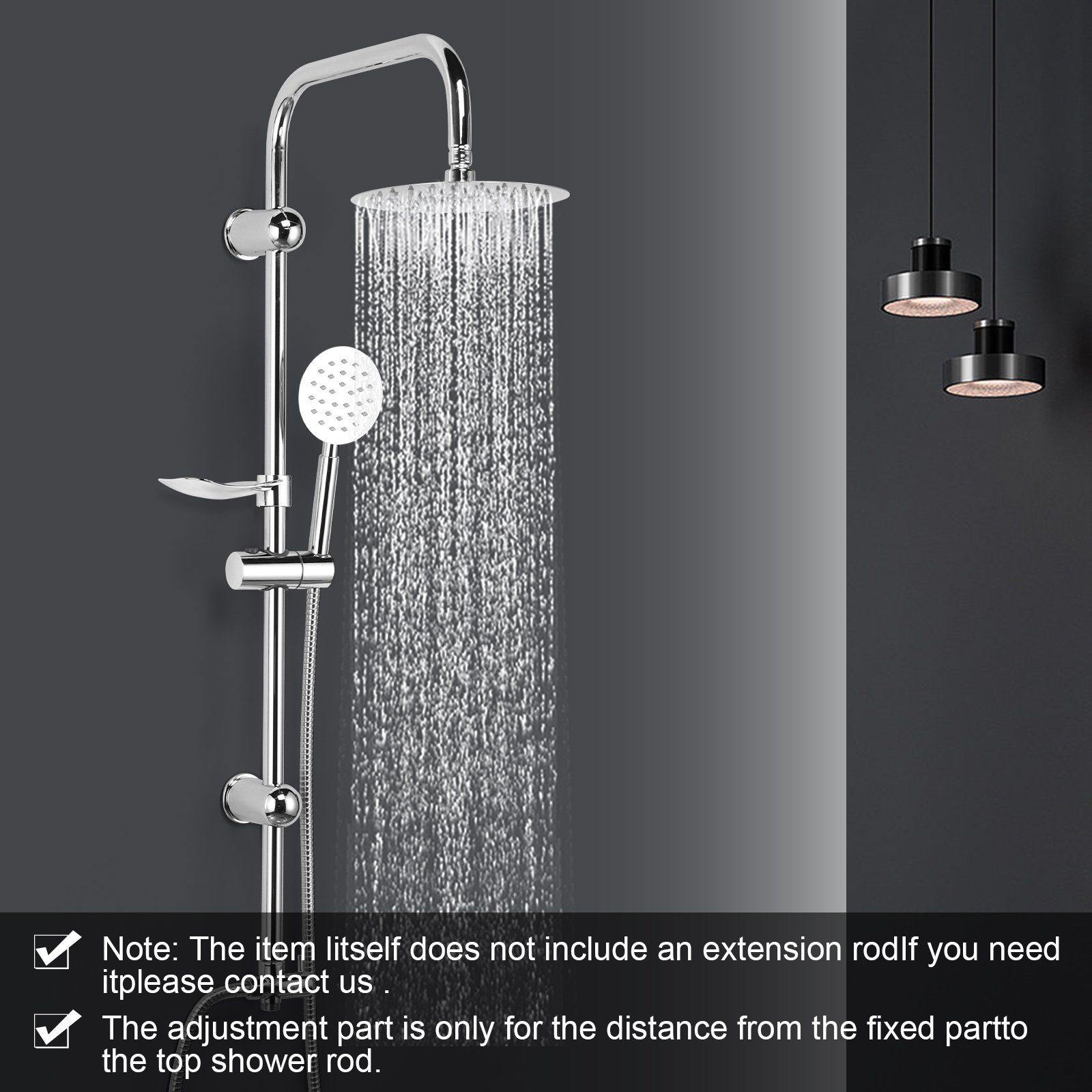 BlingBin Duschsystem Regendusche set Handbrause Duschset Badezimmer Duscharmatur, Höhe 96 cm, 2 Strahlart(en), Komplett-Set, 1 tlg., Einfache Montage, Mit Seifenablage