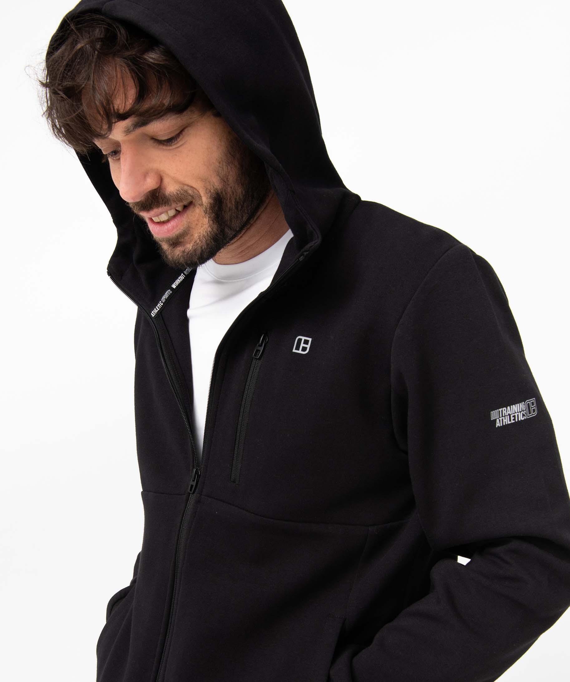Sweat homme zippé à capuche noir | GEMO