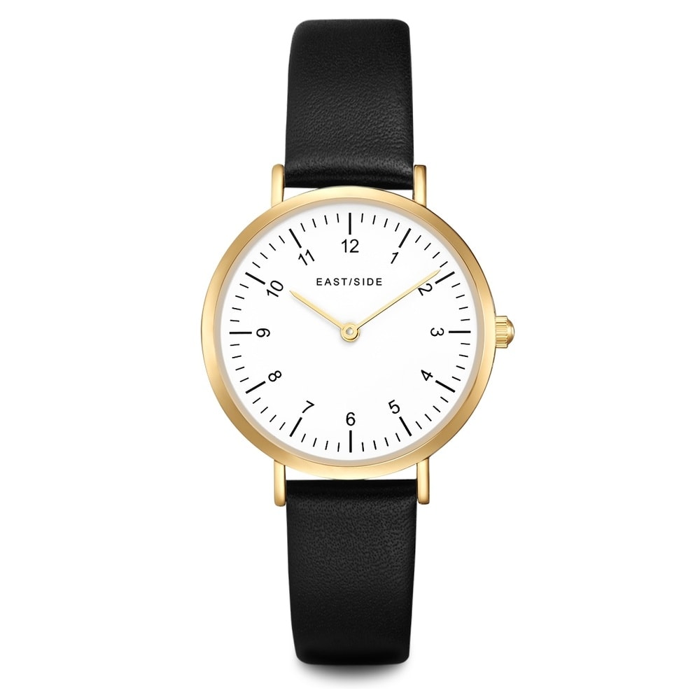 EASTSIDE Montre à quartz Rosehill en Or jaune Cuir véritable en Noir Montre