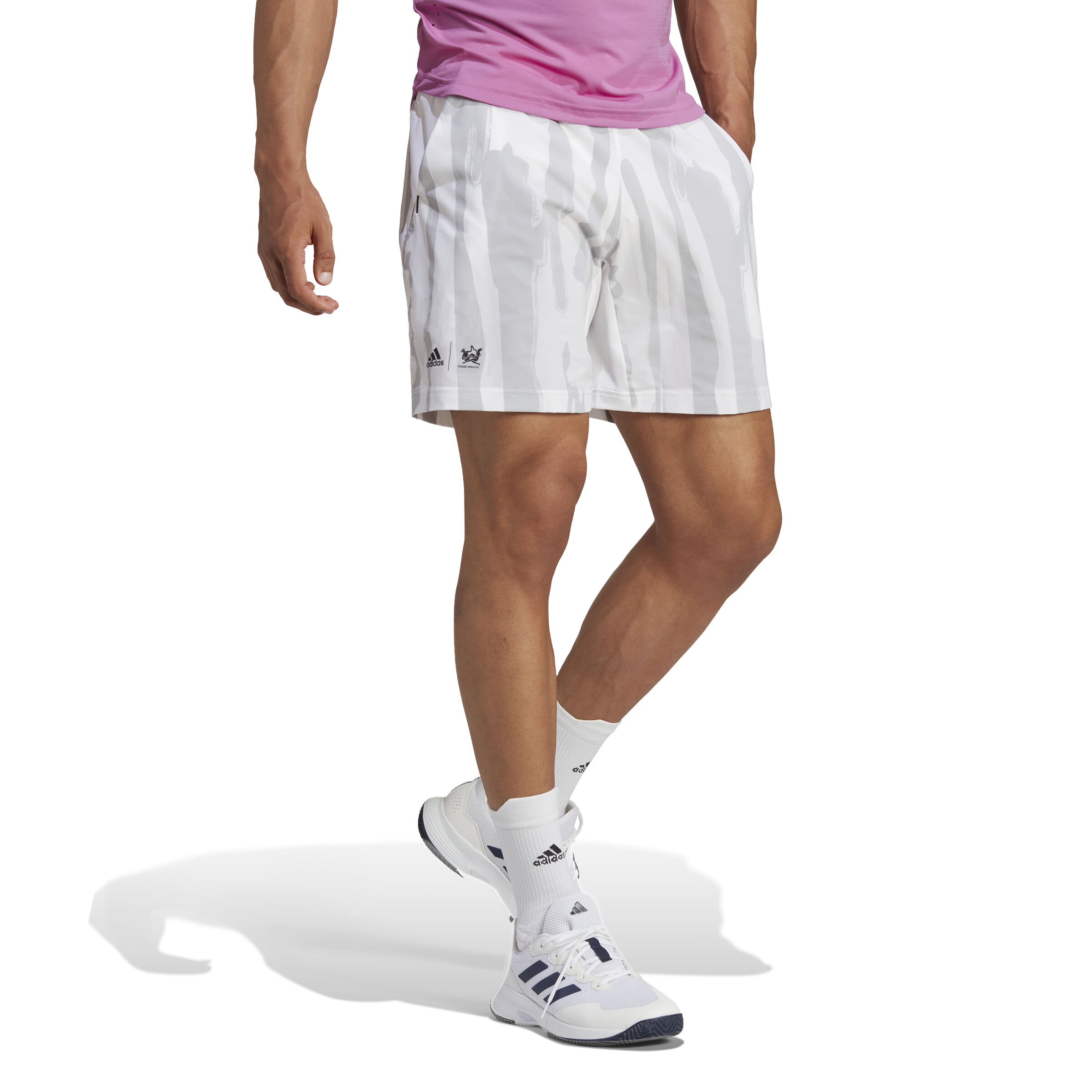 New York Printed Shorts Herren - Weiß, Hellgrau