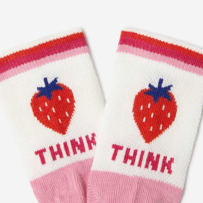Chaussettes fille écrues à fraises beige Catimini