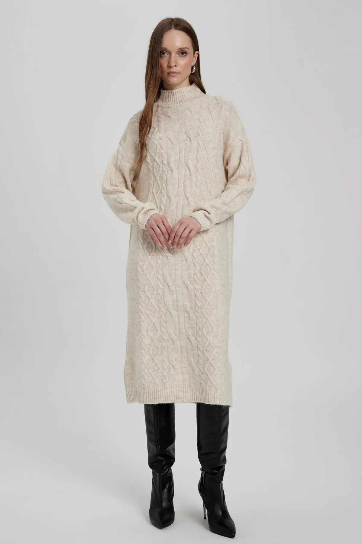 DeFacto  Langärmliges Kleid mit halblangem Rollkragen und normaler Passform