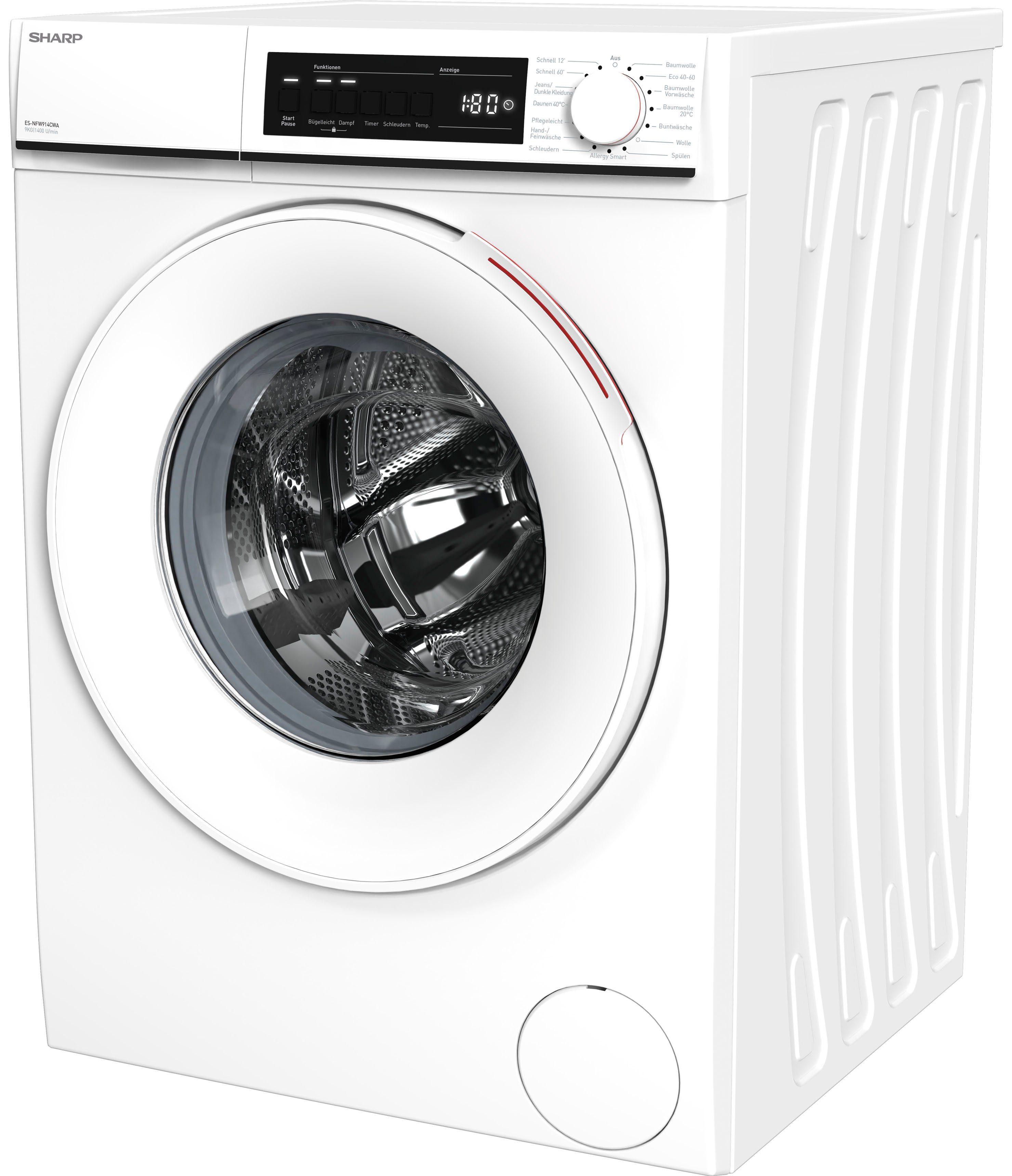 Sharp Waschmaschine ES-NFW914CWA-DE, 9 kg, 1400 U/min