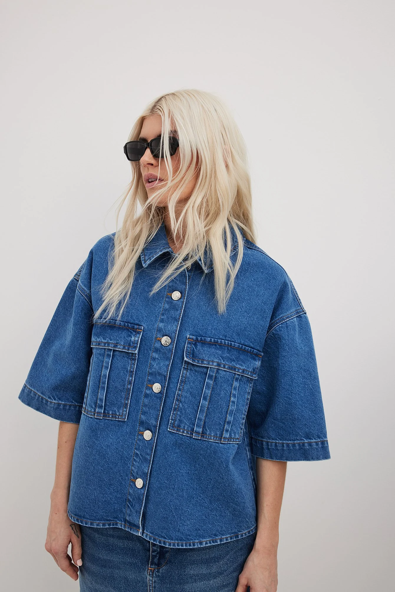Kastenförmiges Jeanshemd