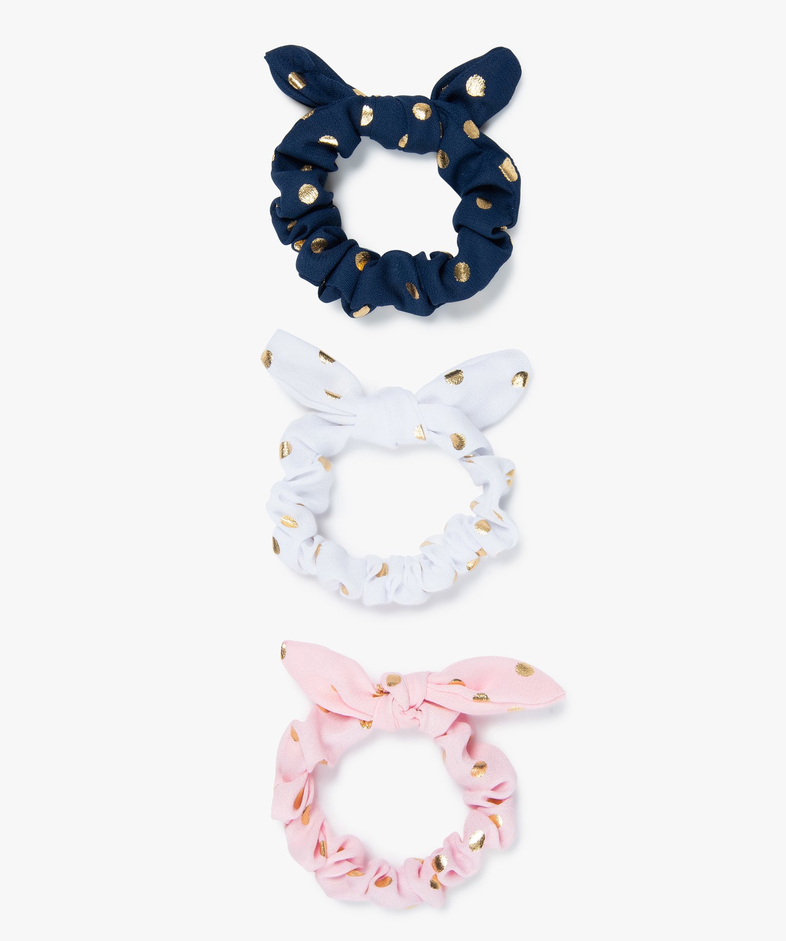 Chouchous fille à n?uds et pois dorés (lot de 3) multicolore | GEMO
