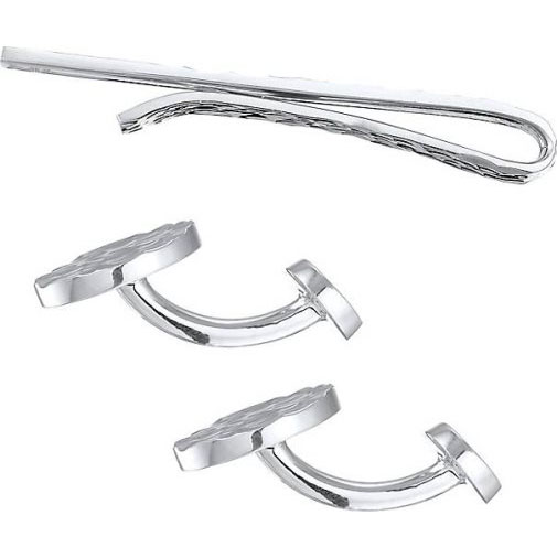 KUZZOI Schmuckset Manschettenknöpfe Krawattennadel Set 925 Silber