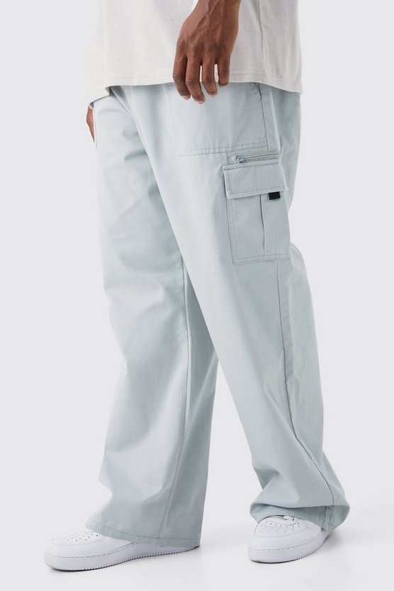 Plus elastische Ripstop Cargo-Hose mit Reißverschluss