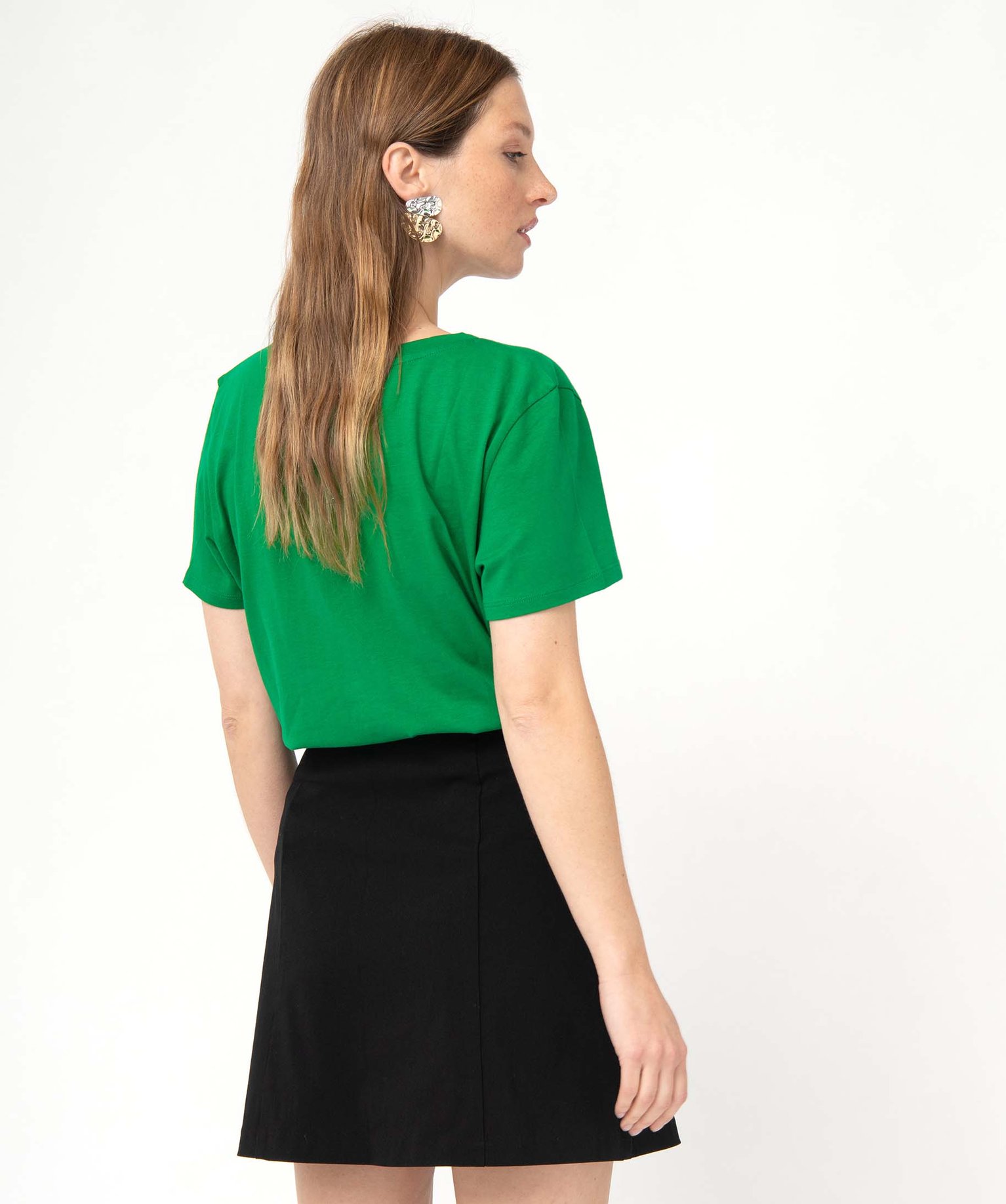 Tee-shirt femme à manches courtes avec motif XXL vert | GEMO