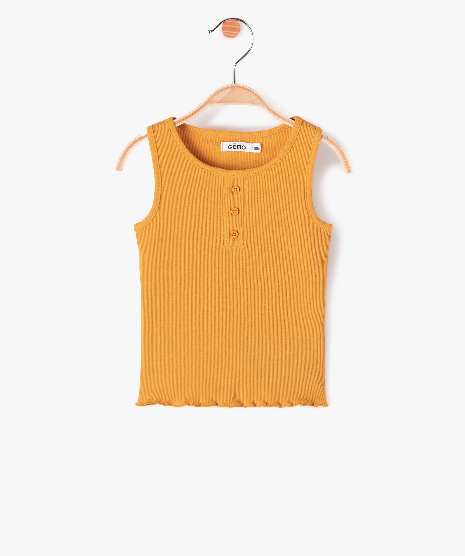 Débardeur bébé fille en maille ctelée jaune | GEMO