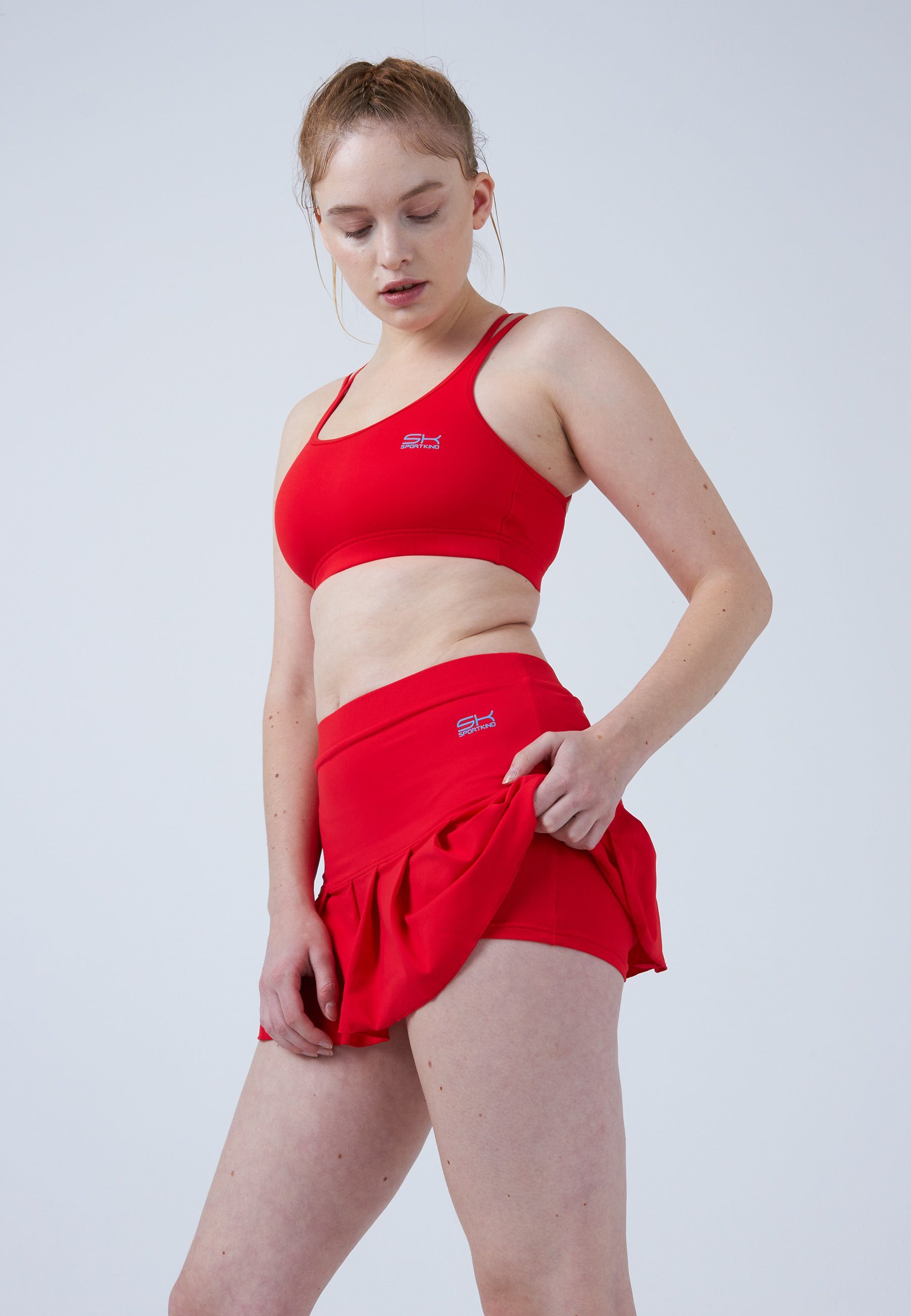 SPORTKIND Tennisrock Falten Tennis Skort Mädchen & Damen rot