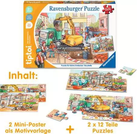 Kinderpuzzle ab 3 Jahren - tiptoi® Puzzle für kleine Entdecker: Baustelle - 12 Teile