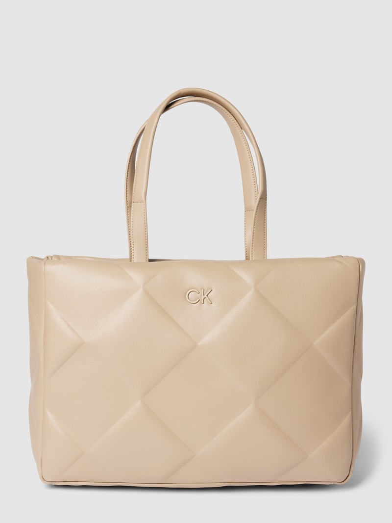 Tote Bag mit Strukturmuster Modell 'QUILT' in beige