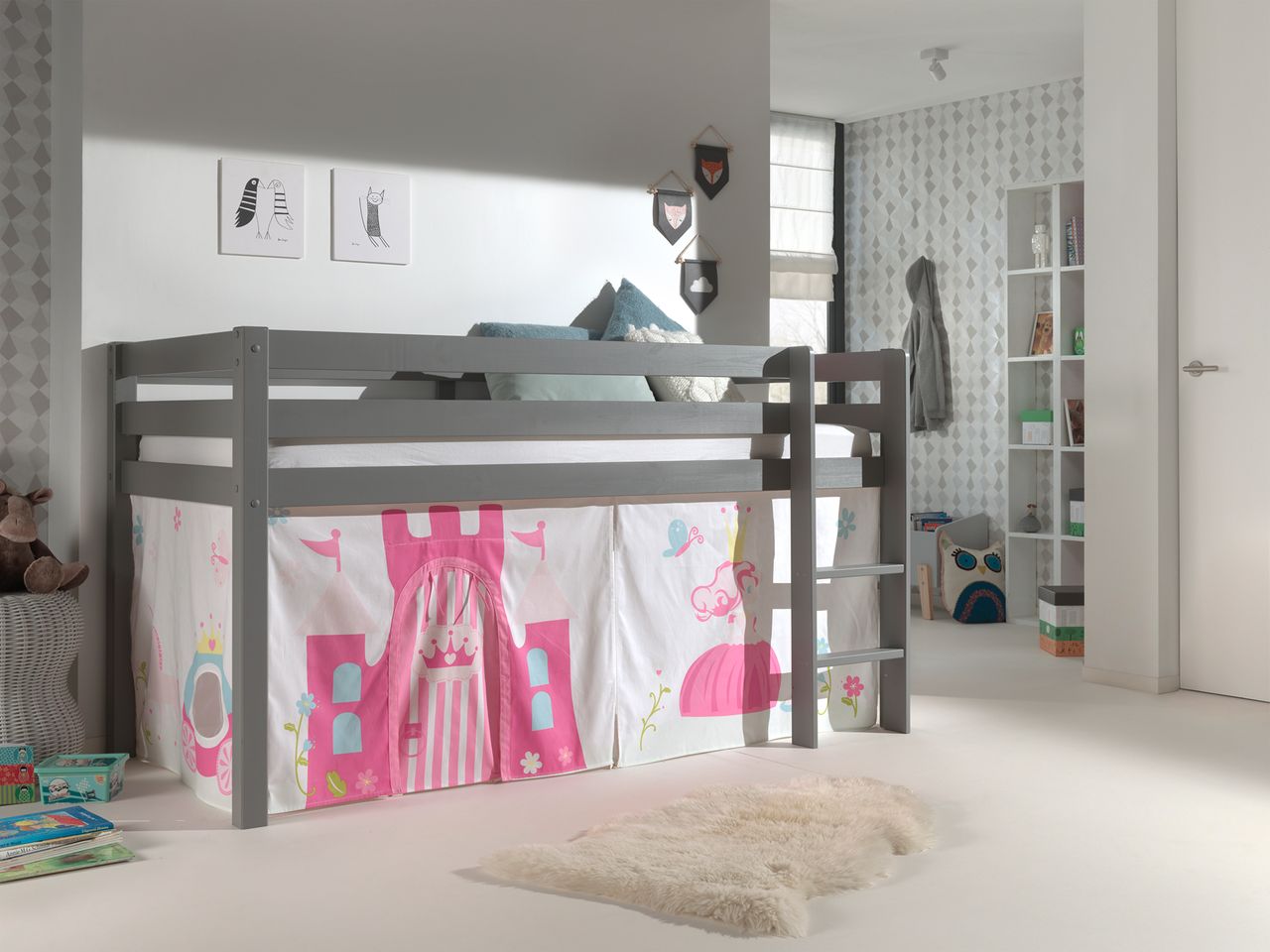 VIPACK Spielbett Pino mit Textilset Vorhang 