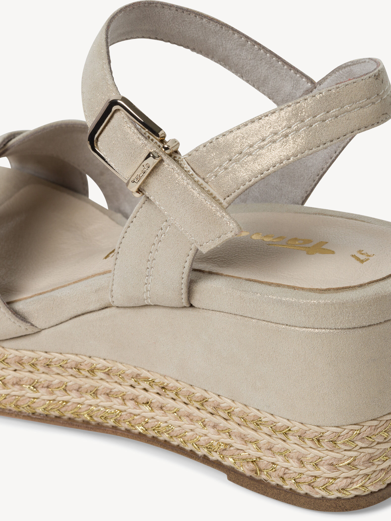 Sandale à talon en cuir - beige