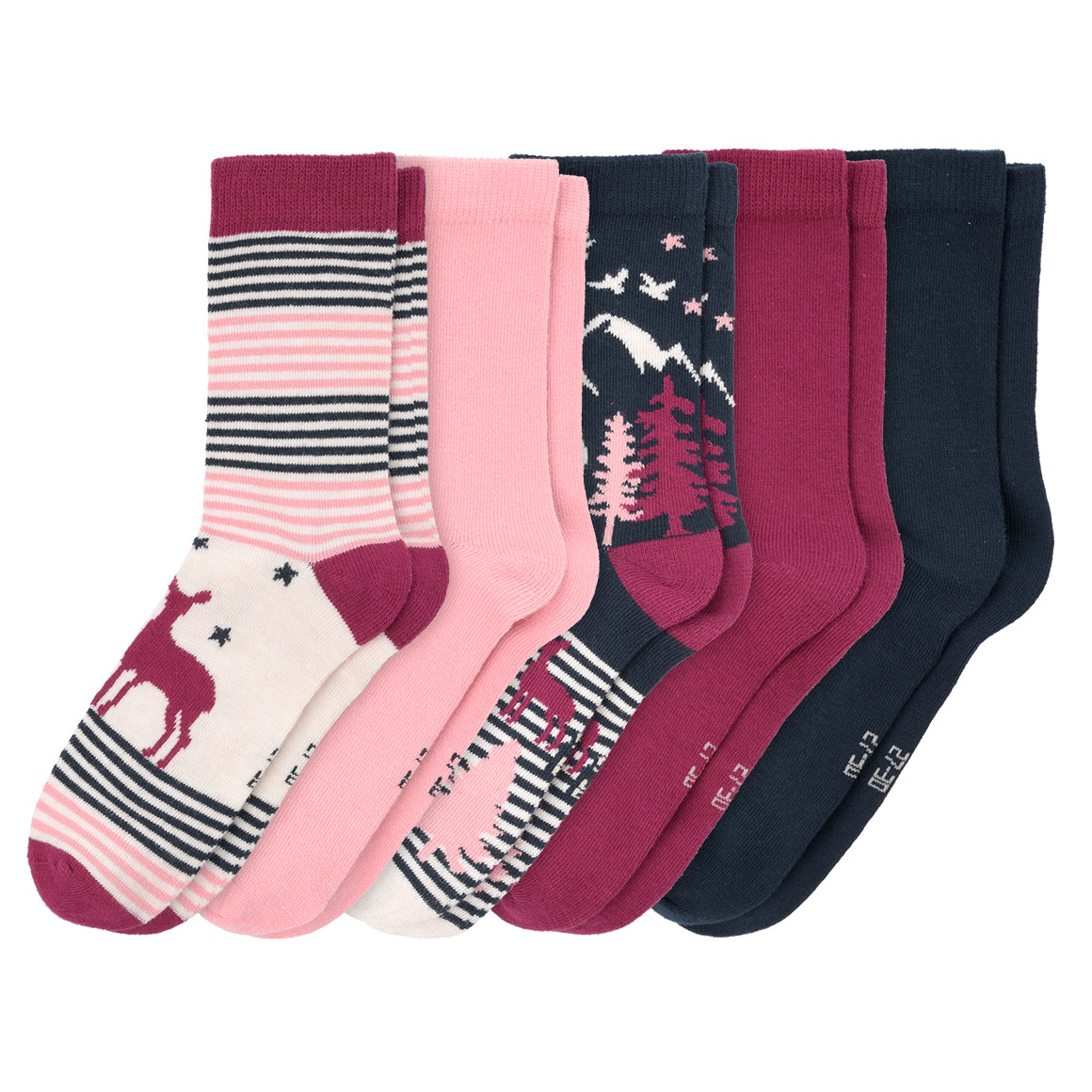 5 Paar Mädchen Socken in Winter-Optik