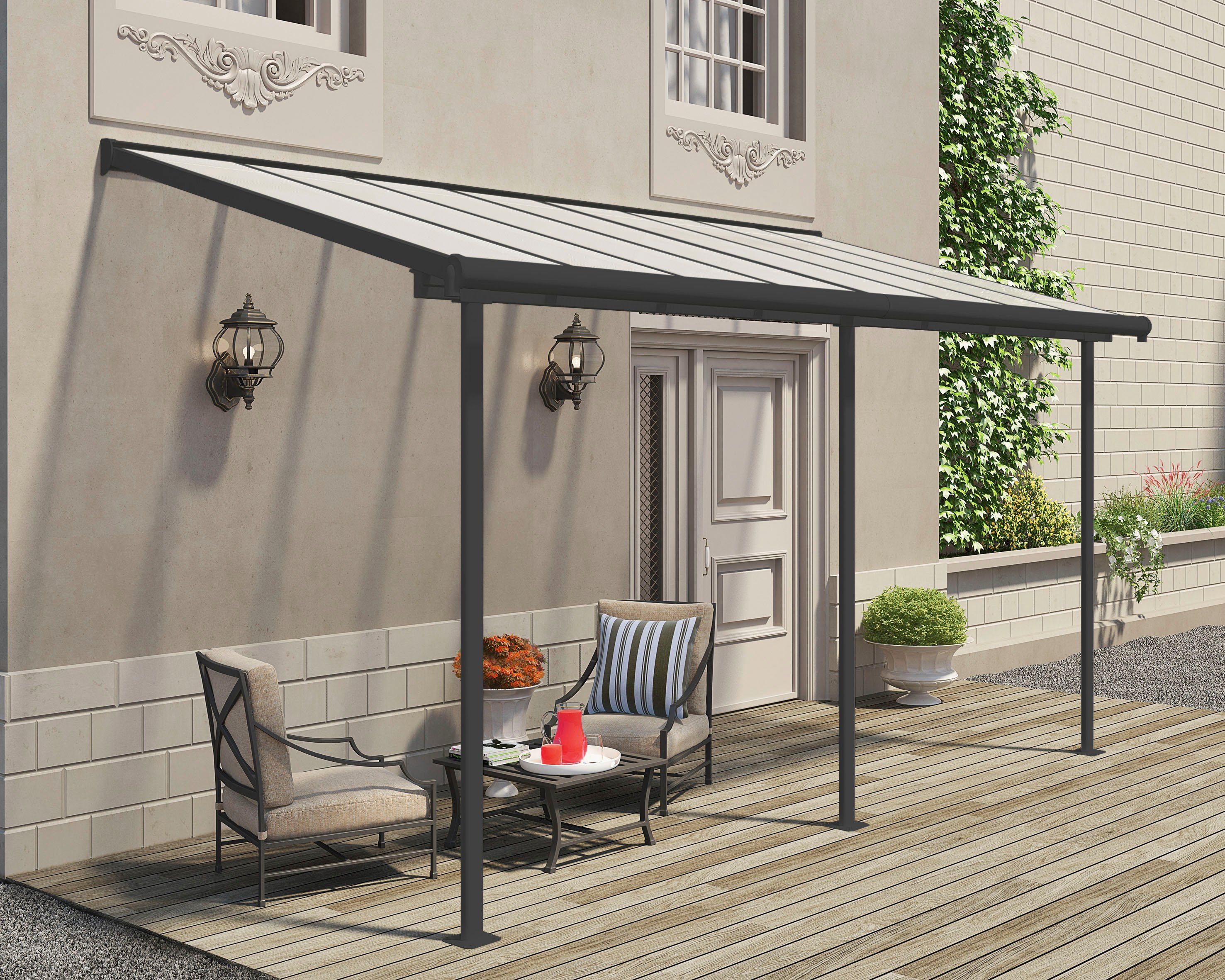 Palram - Canopia Terrassendach Sierra, BxT: 447x230 cm, Bedachung Dachplatten, grau, UV-beständig