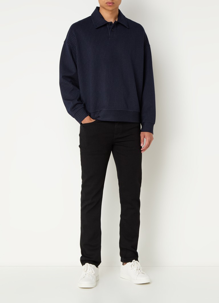 Emporio Armani sweater with pinstripe and polo collar