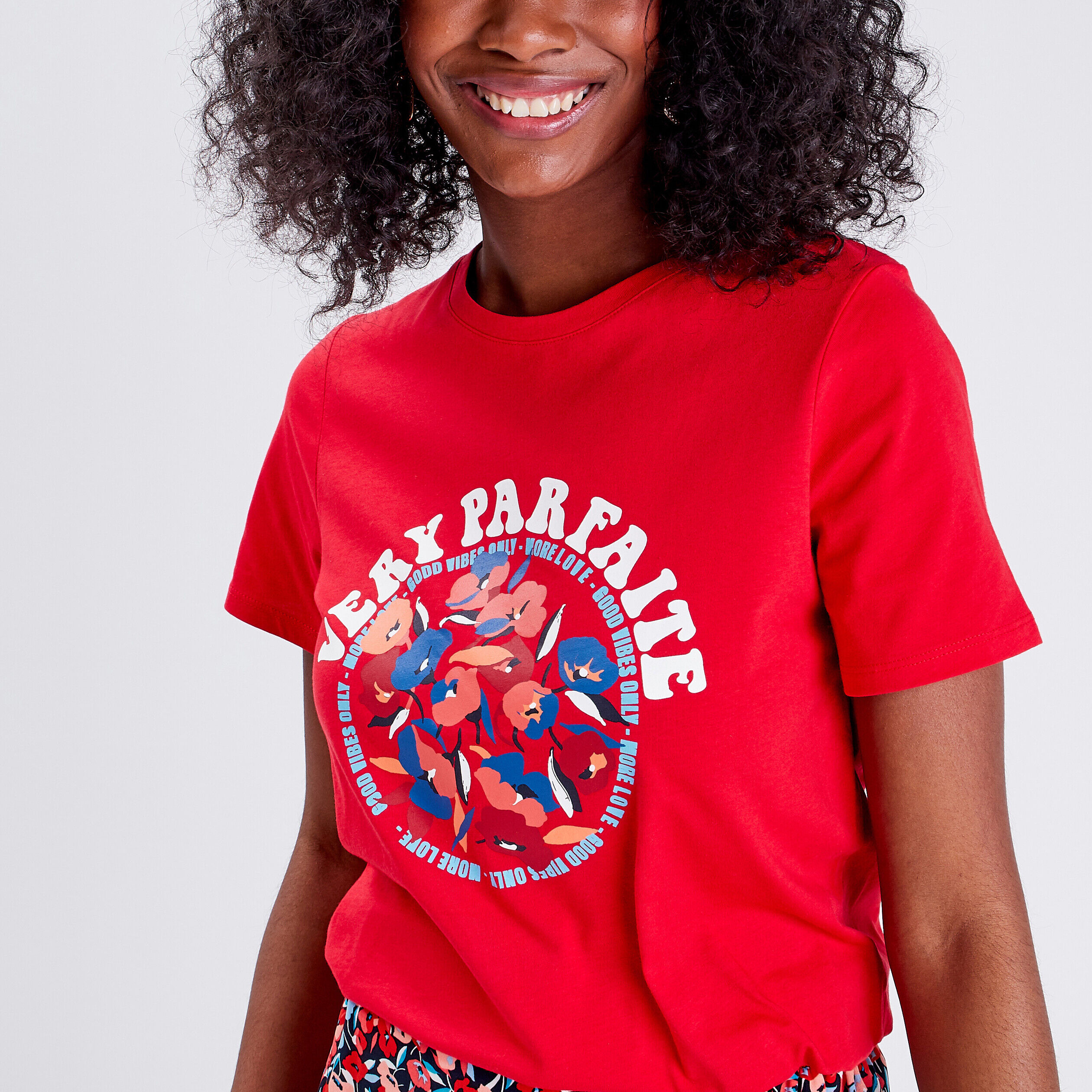 T-shirt manches courtes rouge femme | Cache Cache
