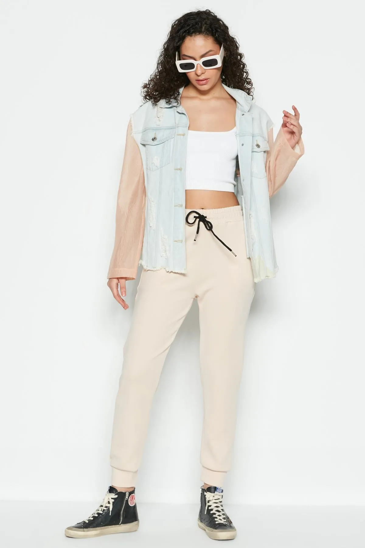 C&City  Jogginghose mit Bündchen am Bein 803 Creme