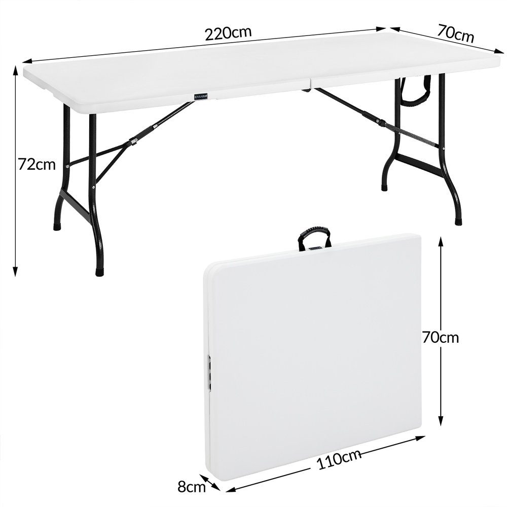 Casaria Klapptisch (1-St), 220x70 cm Klappbar Wetterfest Tragegriff Stabil Kunststoff Balkon