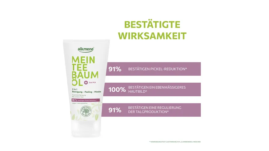 alkmene Mein Teebaumöl 3in1 Reinigung-Peeling-Maske 150 ml