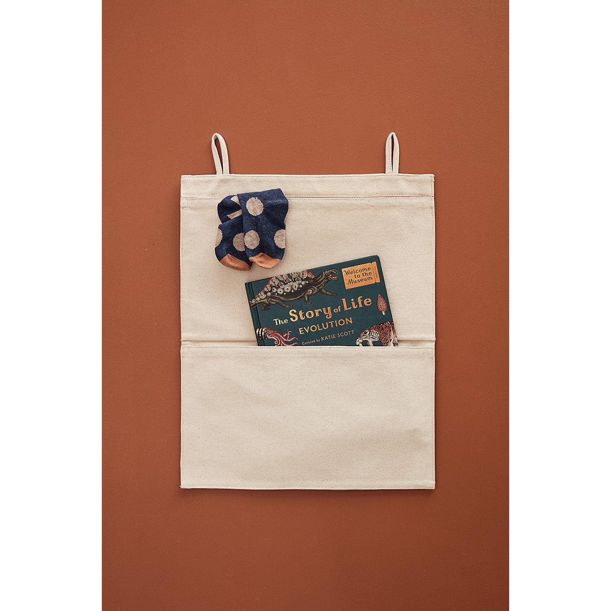 Wandtaschen aus Stoff, hellbeige Wanddeko
