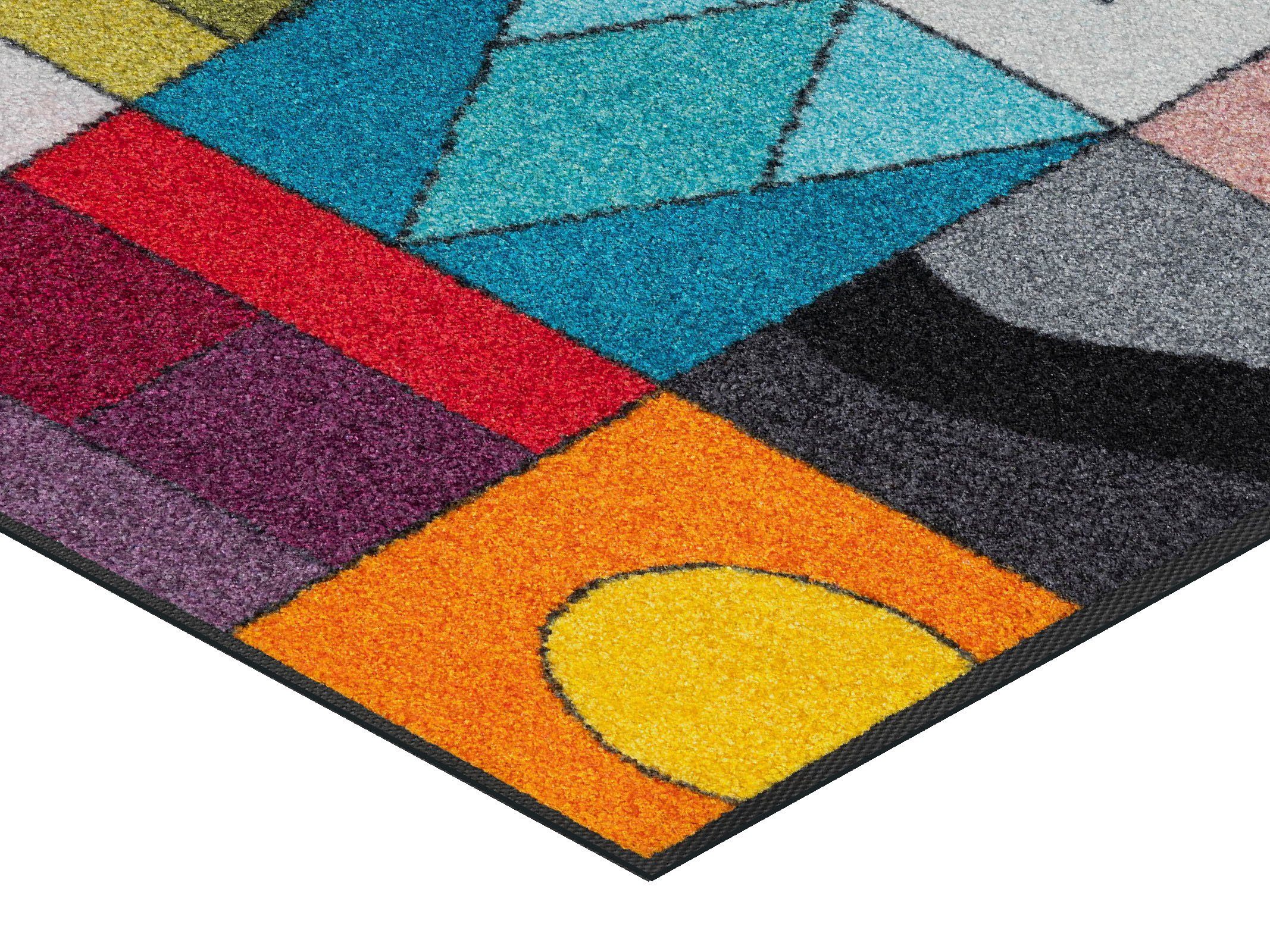 Teppich Momix, wash+dry by Kleen-Tex, rechteckig, Höhe: 7 mm, modernes Patchwork Design, rutschhemmend, waschbar