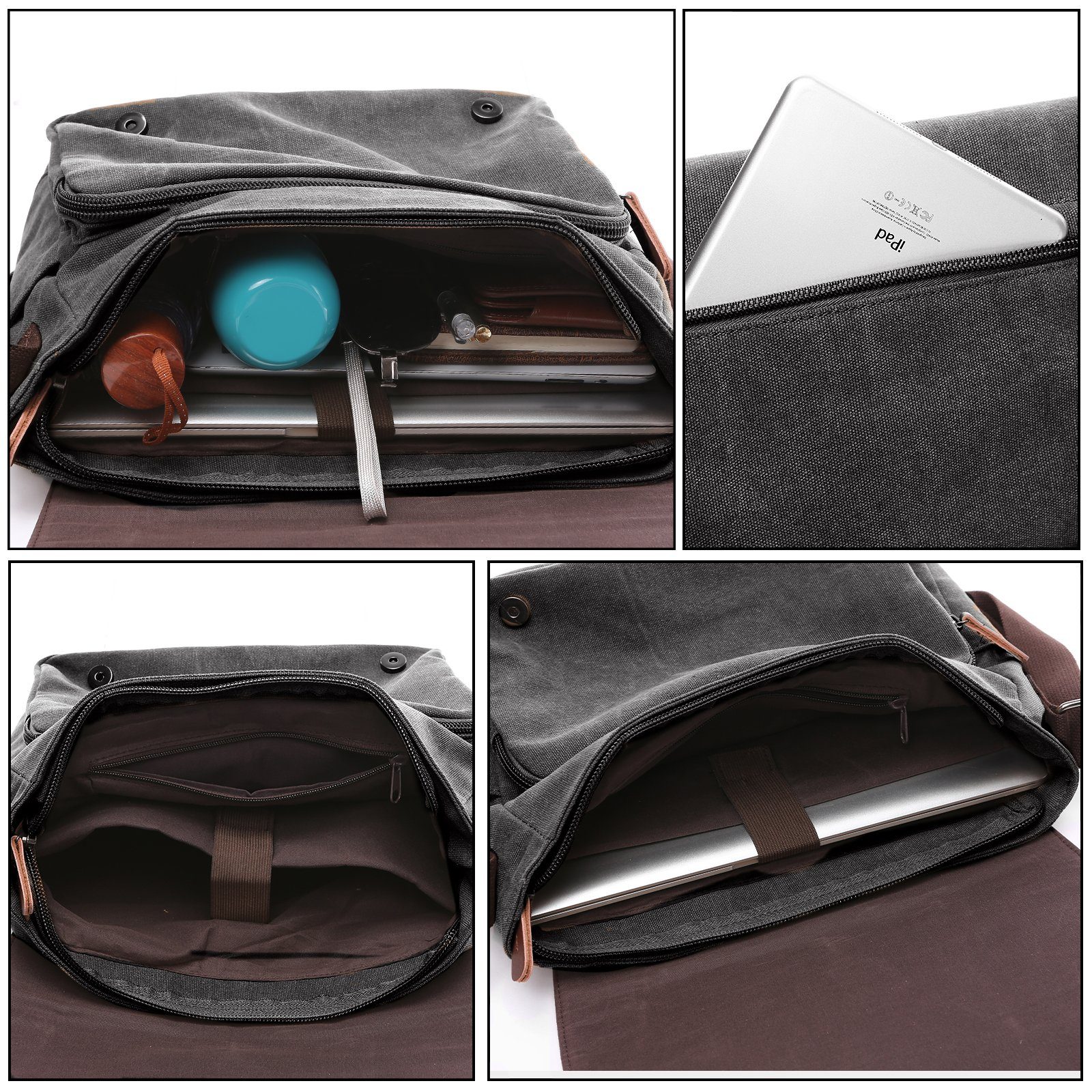 TAN.TOMI Umhängetasche Umhängetaschen Herren aus Canvas Schultasche Laptoptasche, für Laptop Arbeitstasche groß