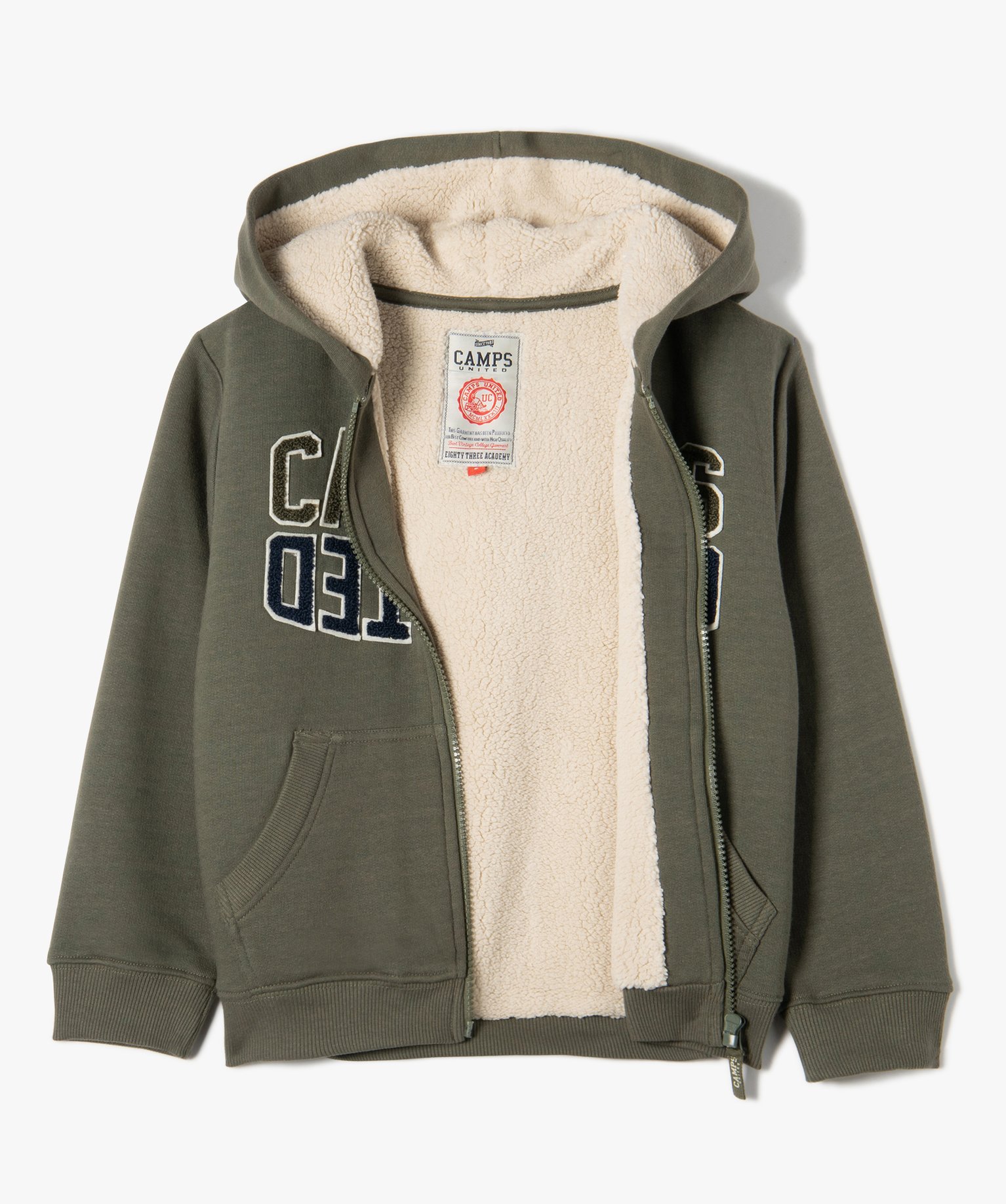 Sweat Garçon zippé à doublure chaude et imprimé bouclett... marine | GEMO
