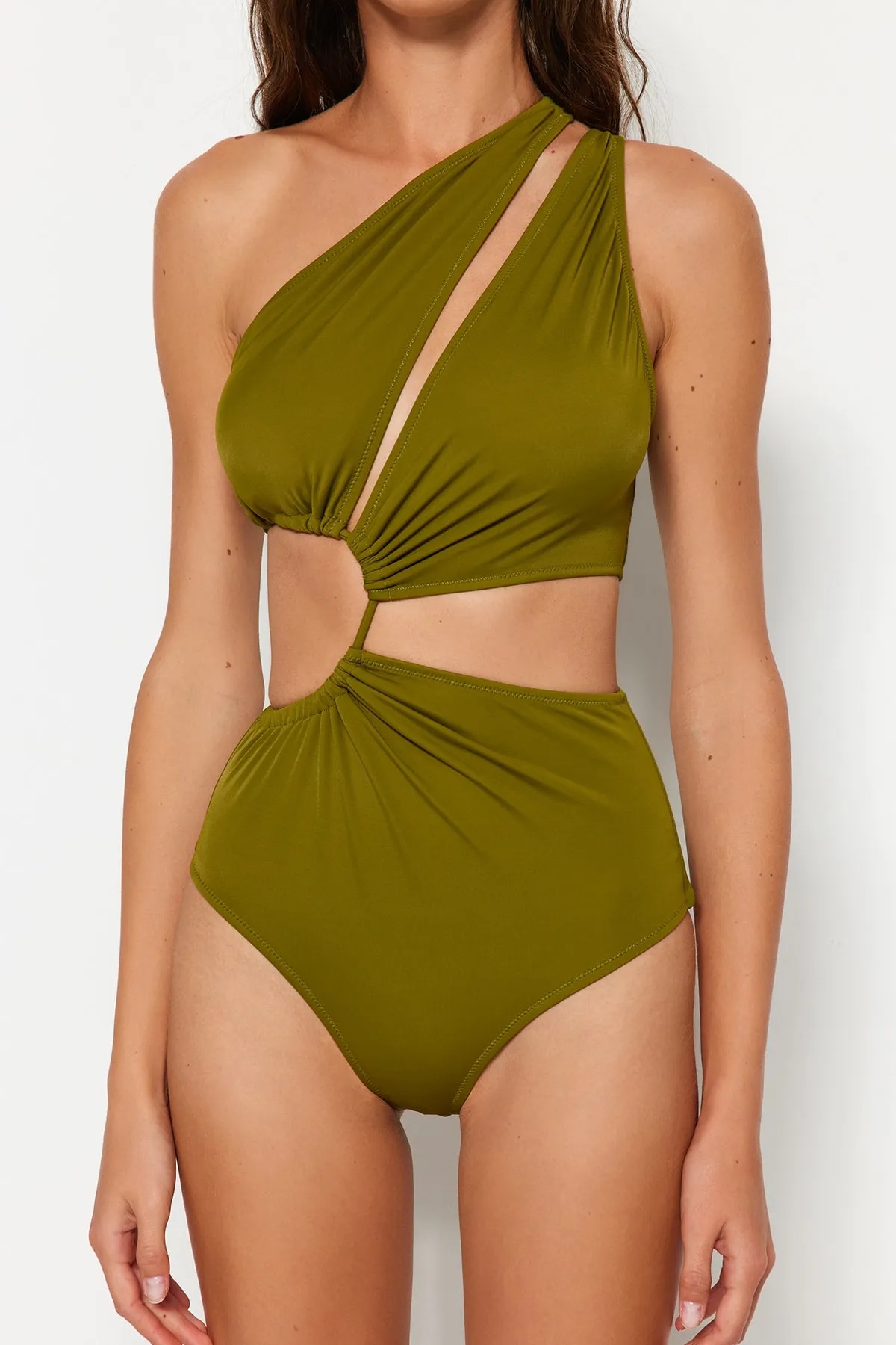 Trendyol Collection  Khaki Single Shoulder Tunnel Regular Mayokini TBESS23MA00206