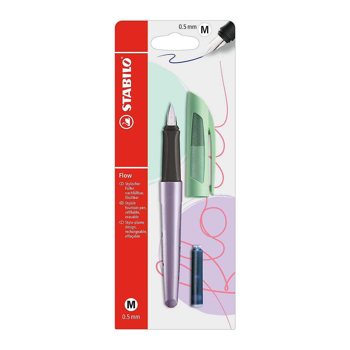 Füllhalter Flow COSMETIC M-Feder metallic lila/grün, inkl. Patrone