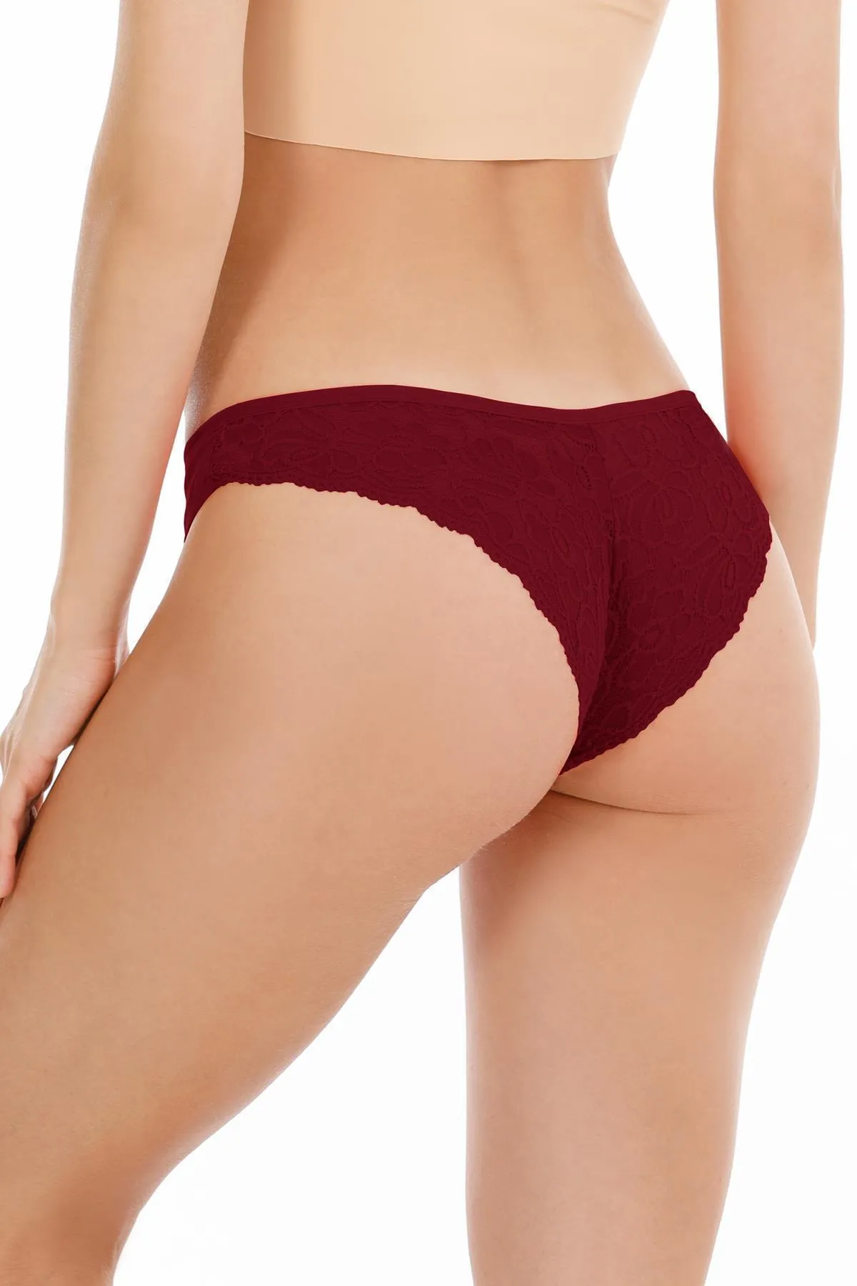 Sensu  Brasilianisches Höschen mit Spitzenrücken für Damen, 5er-Set