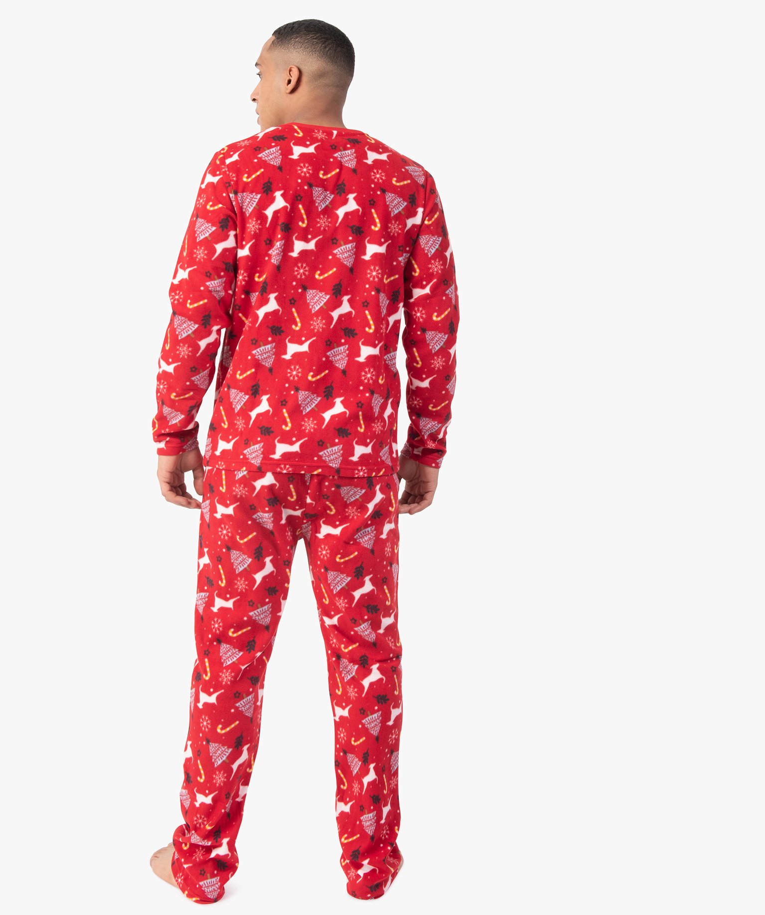 Pyjama homme spécial Nol en polaire fine rouge | GEMO