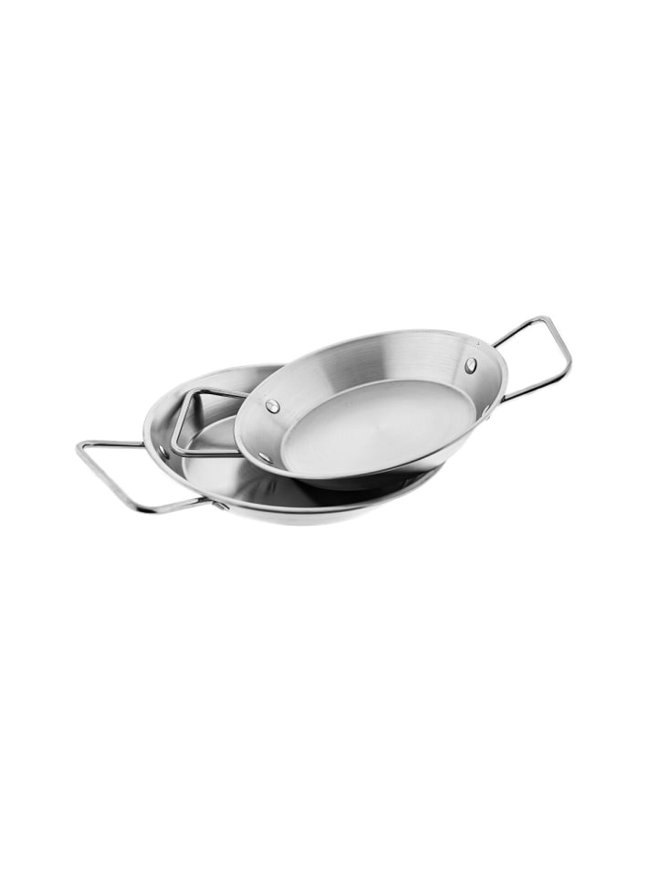 Almina BratpfanneDoppelgriff Paellapfanne Metalltablett Edelstahl in Silber günstig kaufen