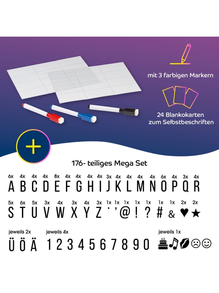 EASYmaxx EASYmaxx LED-Leuchtkasten mit 173 Buchstaben & Symbole inkl. Schreib-Set (3 Stif günstig kaufen onesize
