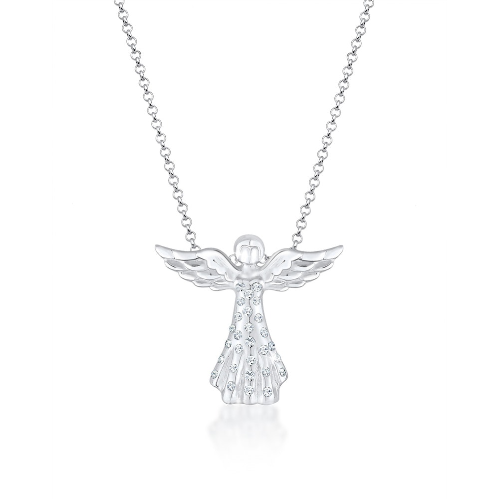 Elli Elli Collier Femme Pendentif d'Ange en Argent Sterling 925 avec Cristaux collier