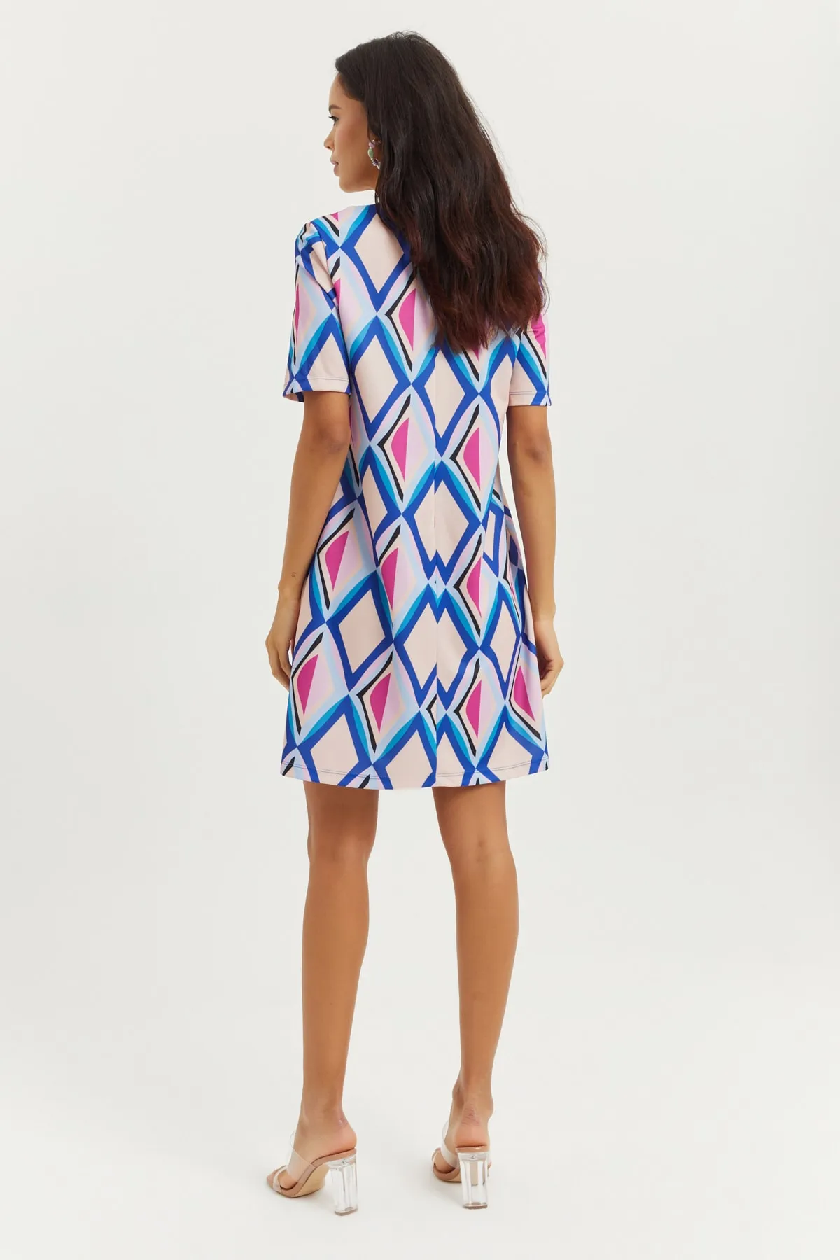 Cool & Sexy  Damenkleid mit quadratischem Kragen und Reißverschluss hinten in Flieder BK1432