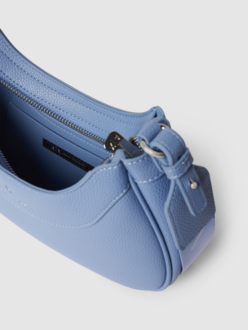 Handtasche mit Label-Detail Modell 'WAVE' in rauchblau