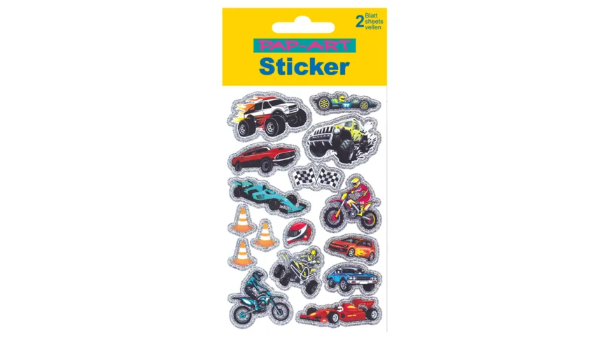 PAP-ART Sticker Rallye-Autos Glitzerfolie