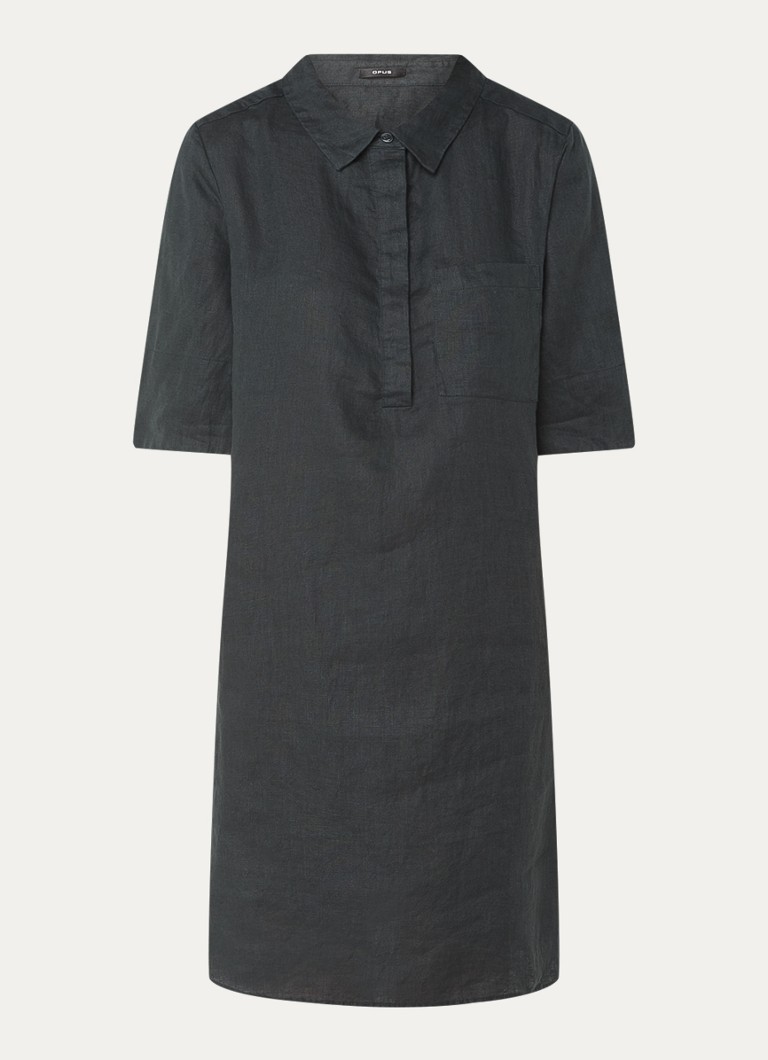 Robe-blouse courte en lin OPUS Walmari avec poche poitrine