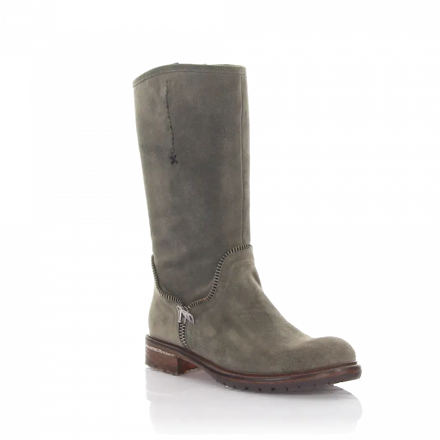 Rossano Bisconti - Stiefel SENSORY Veloursleder Metallverzierung Zierreißverschluss grau - grau