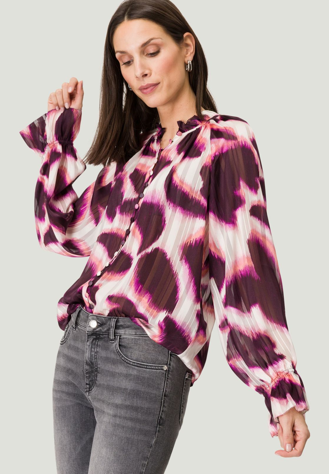 Chiffon Bluse mit Plisseefalten